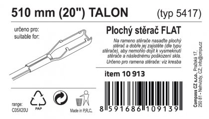 Stěrač FLAT BULK (TALON) 20"/510mm