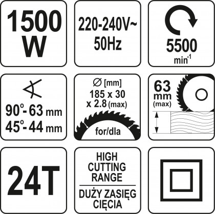 Pila kotoučová 1500W 185 mm 5500ot.