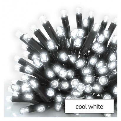Profi LED spojovací řetěz černý, 10 m, venkovní i vnitřní, studená bílá, časovač