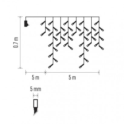 LED vánoční rampouchy, 5 m, venkovní i vnitřní, teplá bílá, ovladač, programy, časovač