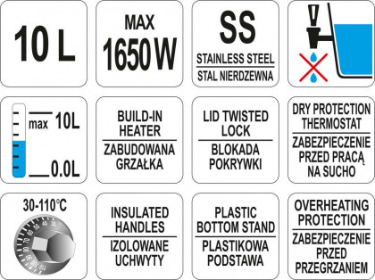 Varný termos 1650W 10l plastové úchyty