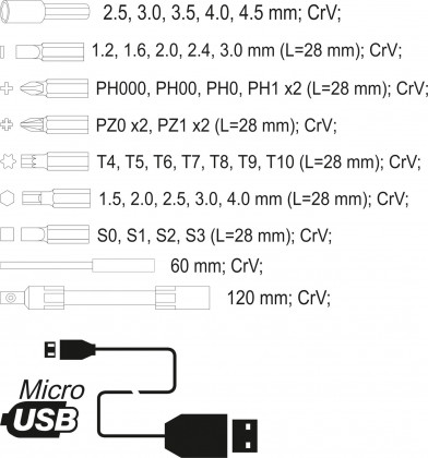 Přesný aku šroubovák 3,6V SET 39PCS