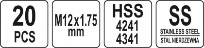 Sada na opravu závitů M12 20 ks