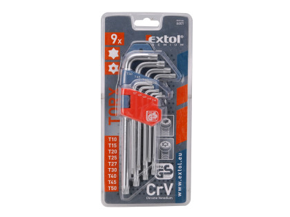 POŠK. OBAL L-klíče TORX, sada 9ks, 10-50mm