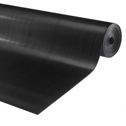 Černá gumová průmyslová protiskluzová rohož Alfa - 1000 x 120 x 0,3 cm