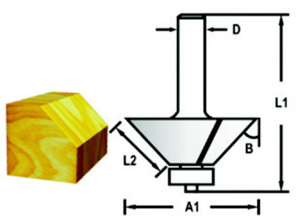 Fazetová/hranová fréza s ložiskem stopka 6 mm,25,4x11x51 mm