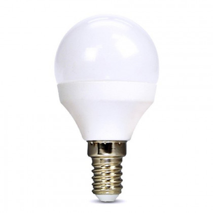 LED žárovka bílá, miniglobe, 8W, E14, 3000K, 720lm