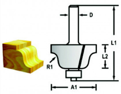 Profilová fréza s ložiskem stopka 6 mm,25,4x9,5x52 mm