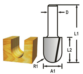 Žlábkovací fréza stopka 6 mm,9,5x12,7x44 mm